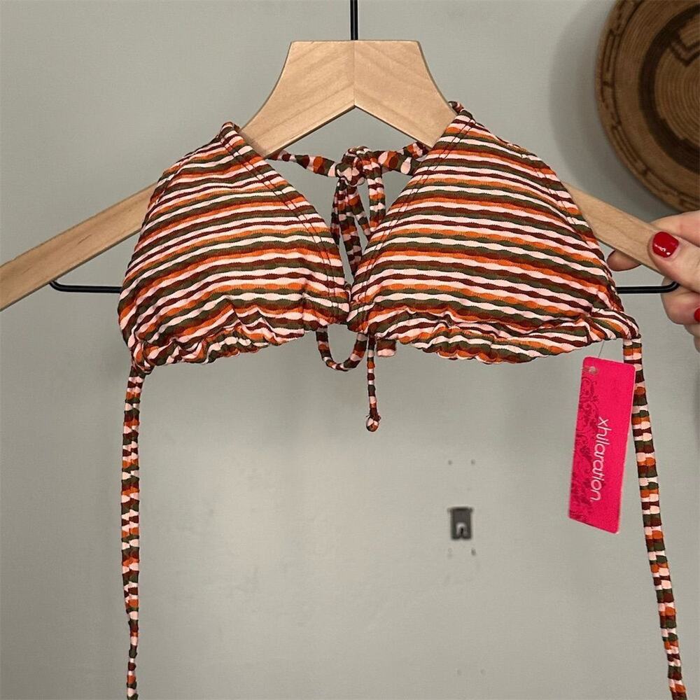 Xhilaration Women's Striped Halter Bikini Top Multicolor Size M